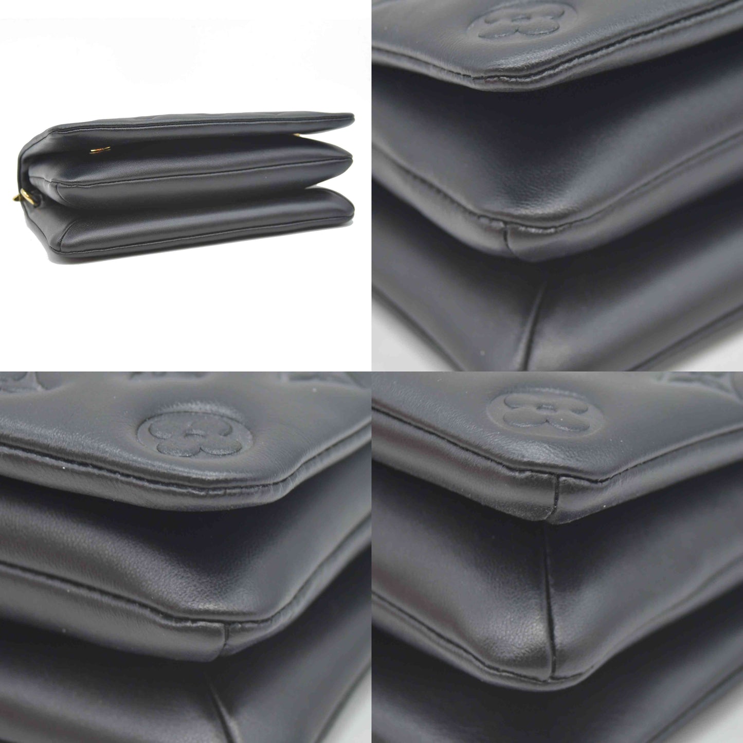 $3150 Louis Vuitton  Lambskin Embossed Monogram Pochette Coussin Black RFID
