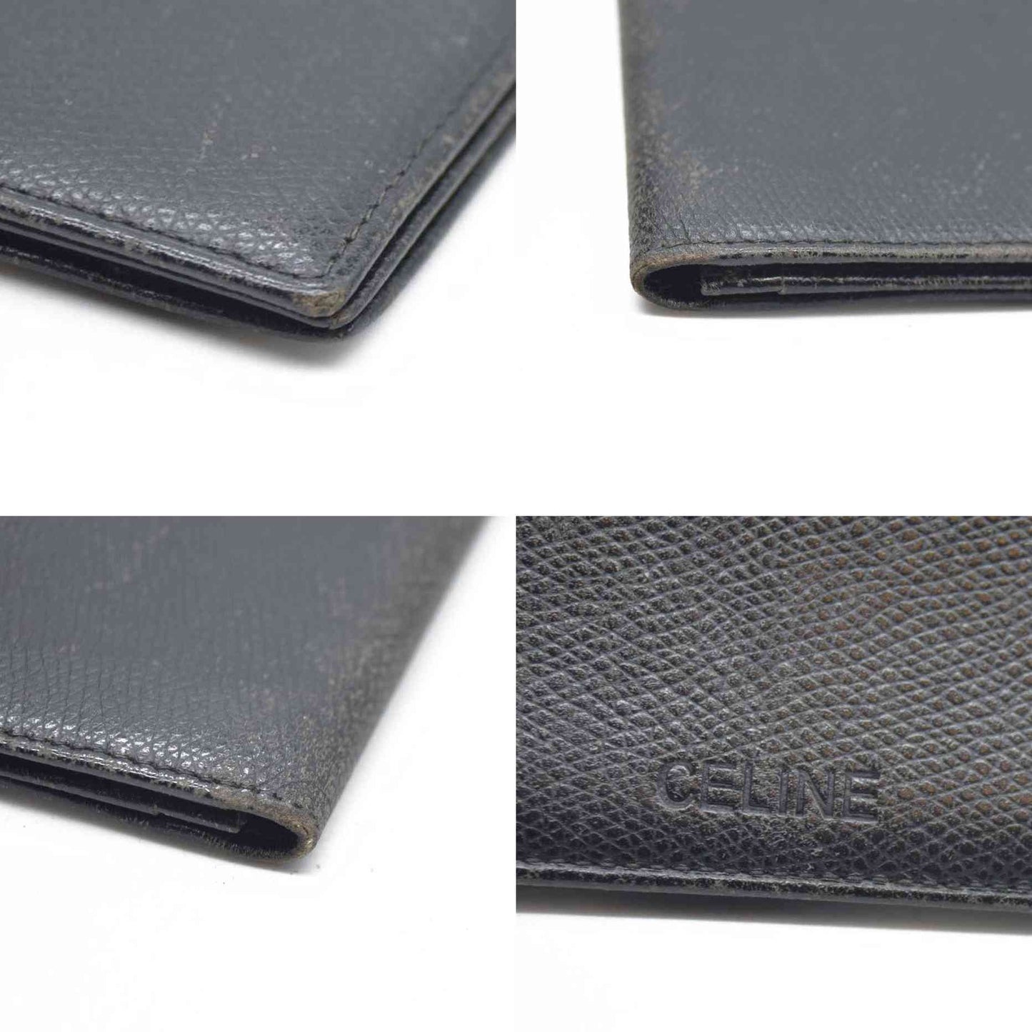 AUCTION $340 CELINE Logo Leather Card Case Black