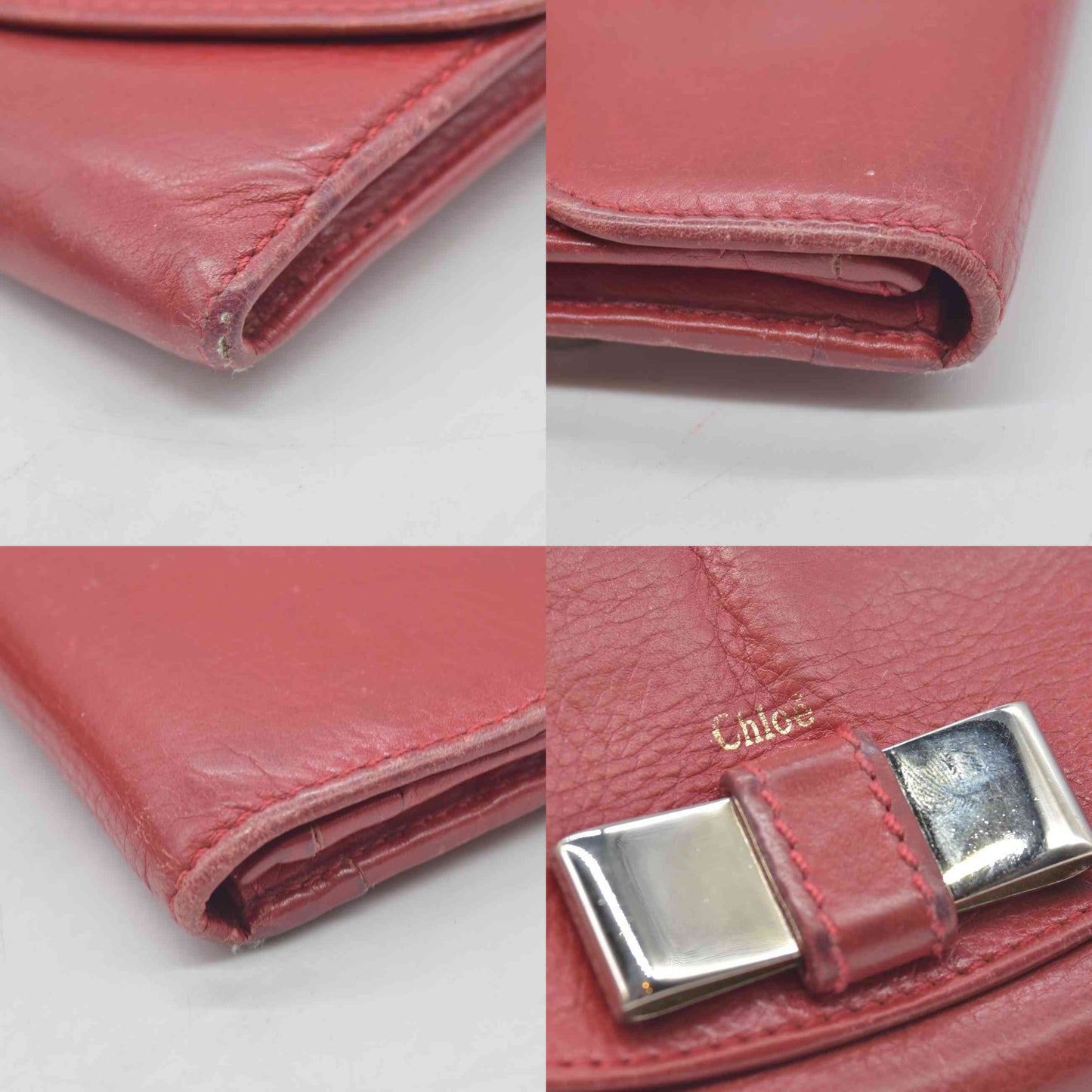 $498 2015 Chloe Lily Leather Long Bifold Wallet Purse Red
