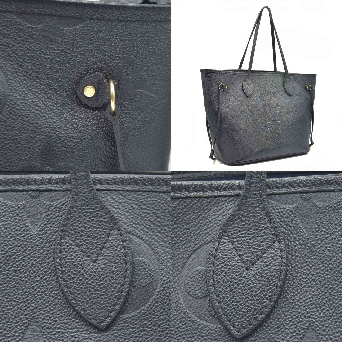 AUCTION $2940 Louis Vuitton LV Monogram Neverfull  MM Empreinte Black