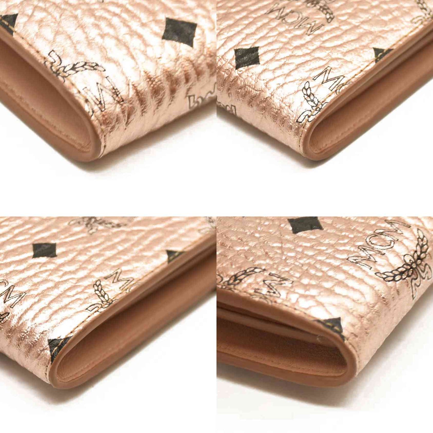 MCM  Metallic Visetos Medium Patricia Wallet On Chain Champagne Gold