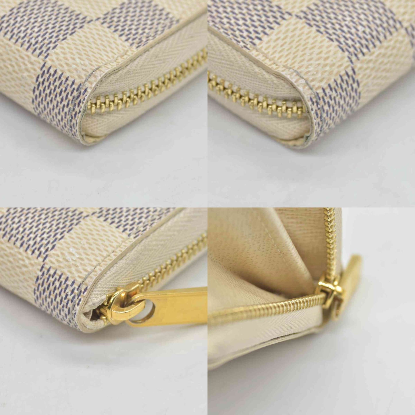 $560 2017 Louis Vuitton Damier Azur Zippy Zip Coin Purse Wallet White SN1117