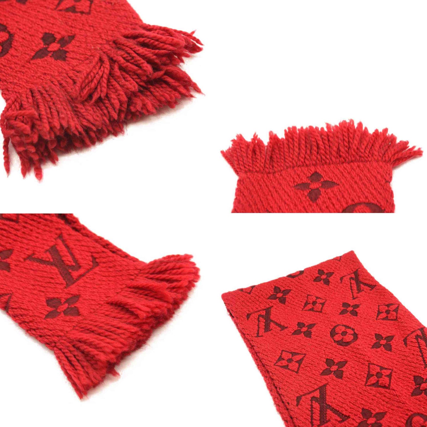 LOUIS VUITTON RED LOGOMANIA WOOL SCARF