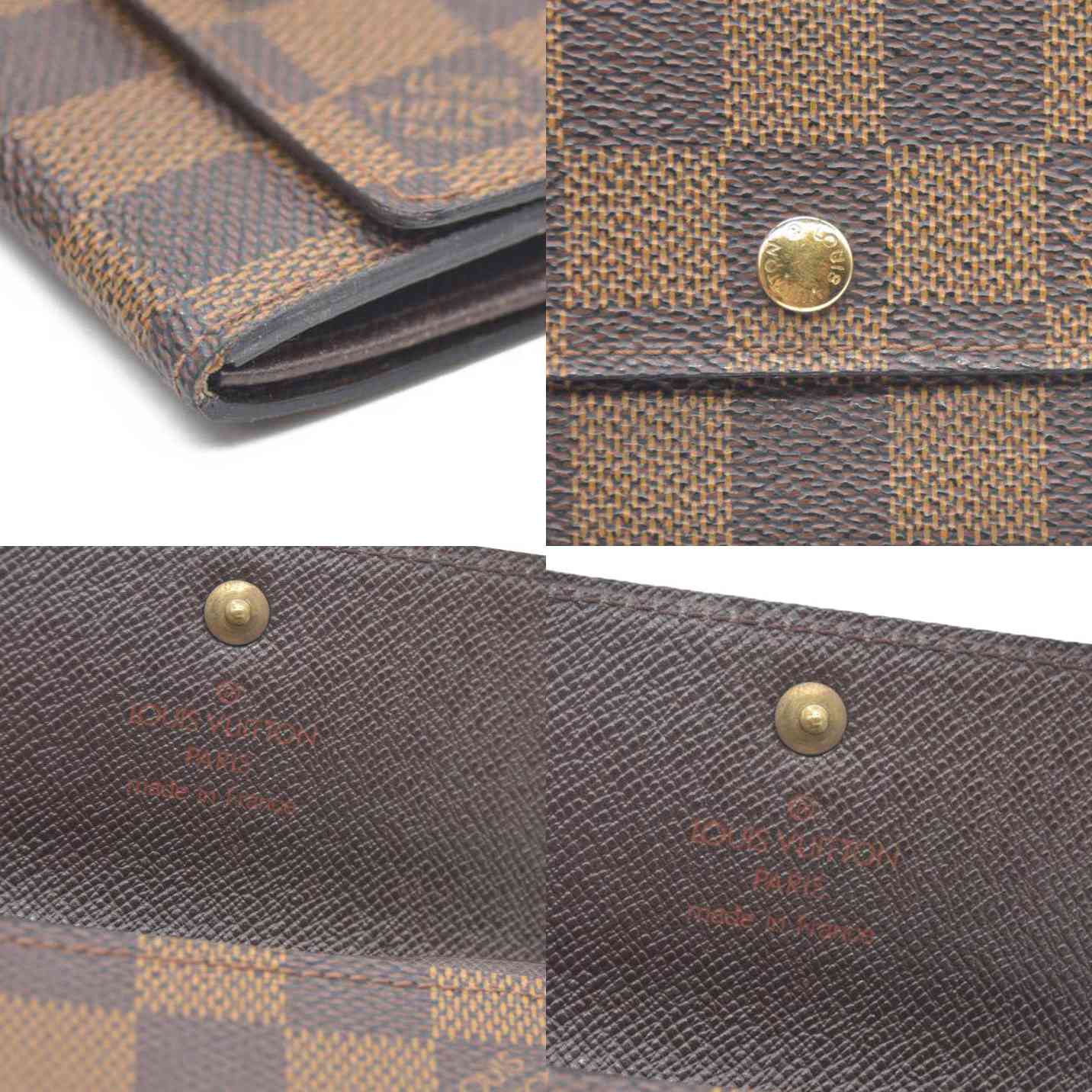 Louis Vuitton Damier Porte Monnaie Plat Coin Purse Wallet Brown MI1919