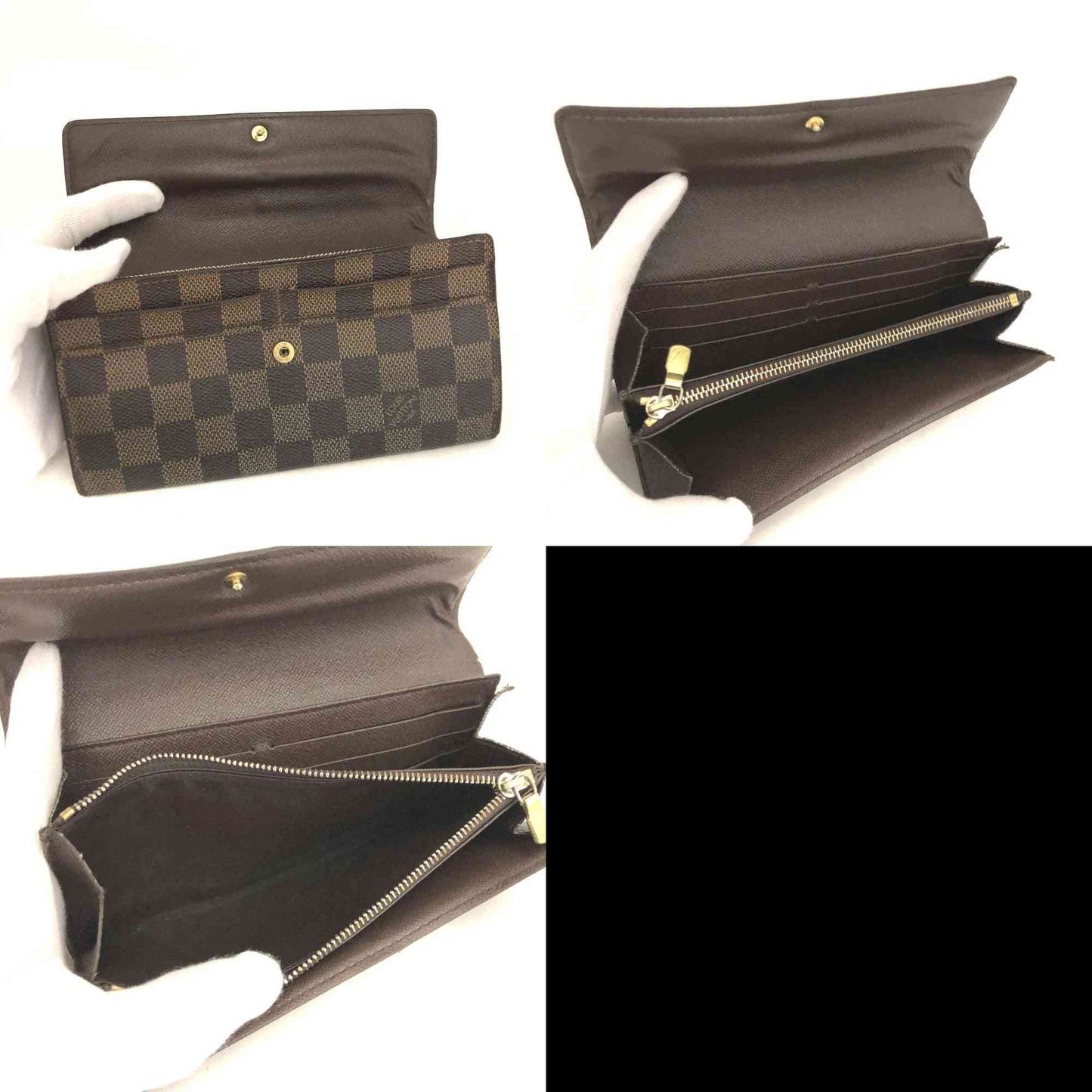 Louis Vuitton Damier Porte Feuille Sarah Long Bifold Wallet Brown CA0048