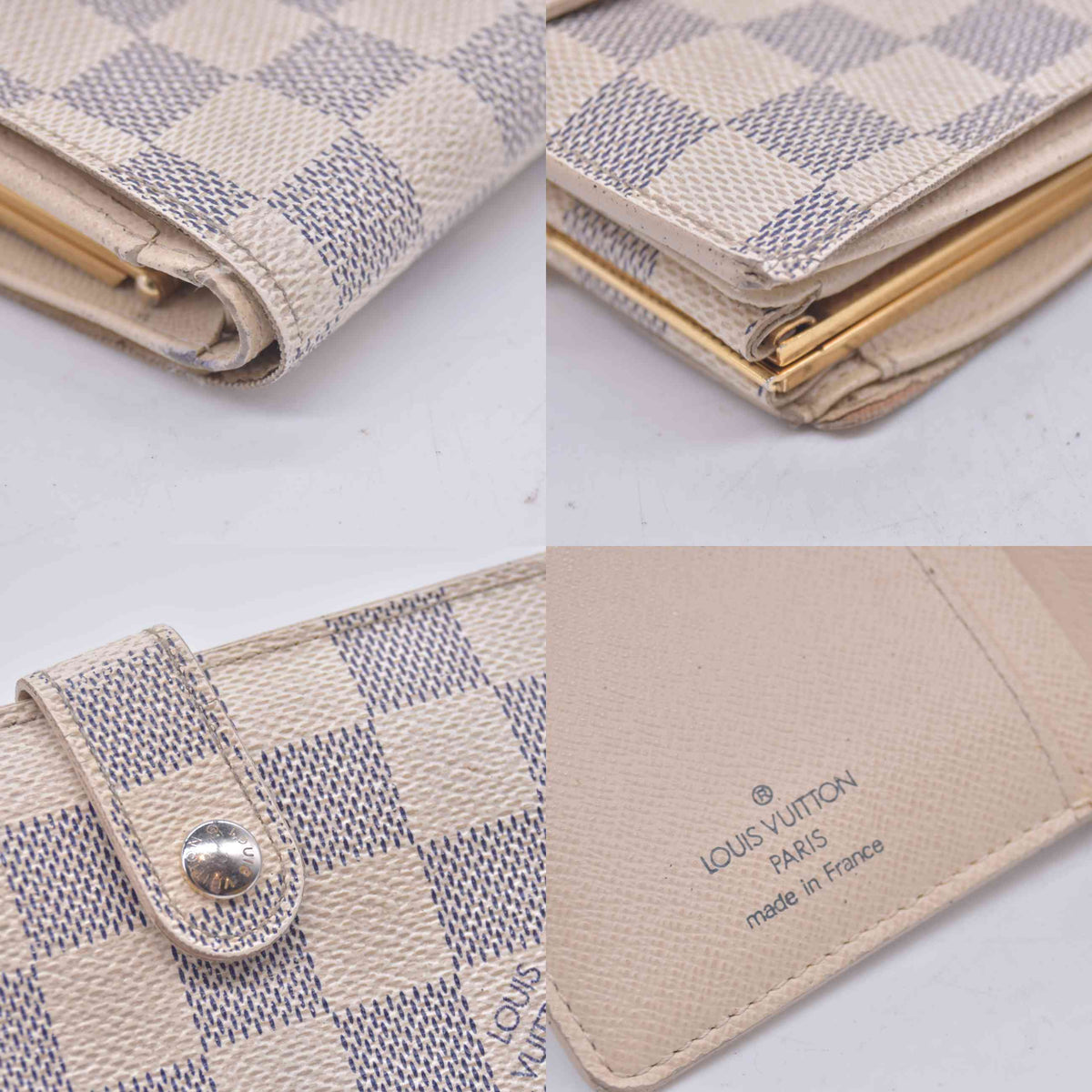 $735 2007 Louis Vuitton Damier Azur French Kisslock Wallet MI4027