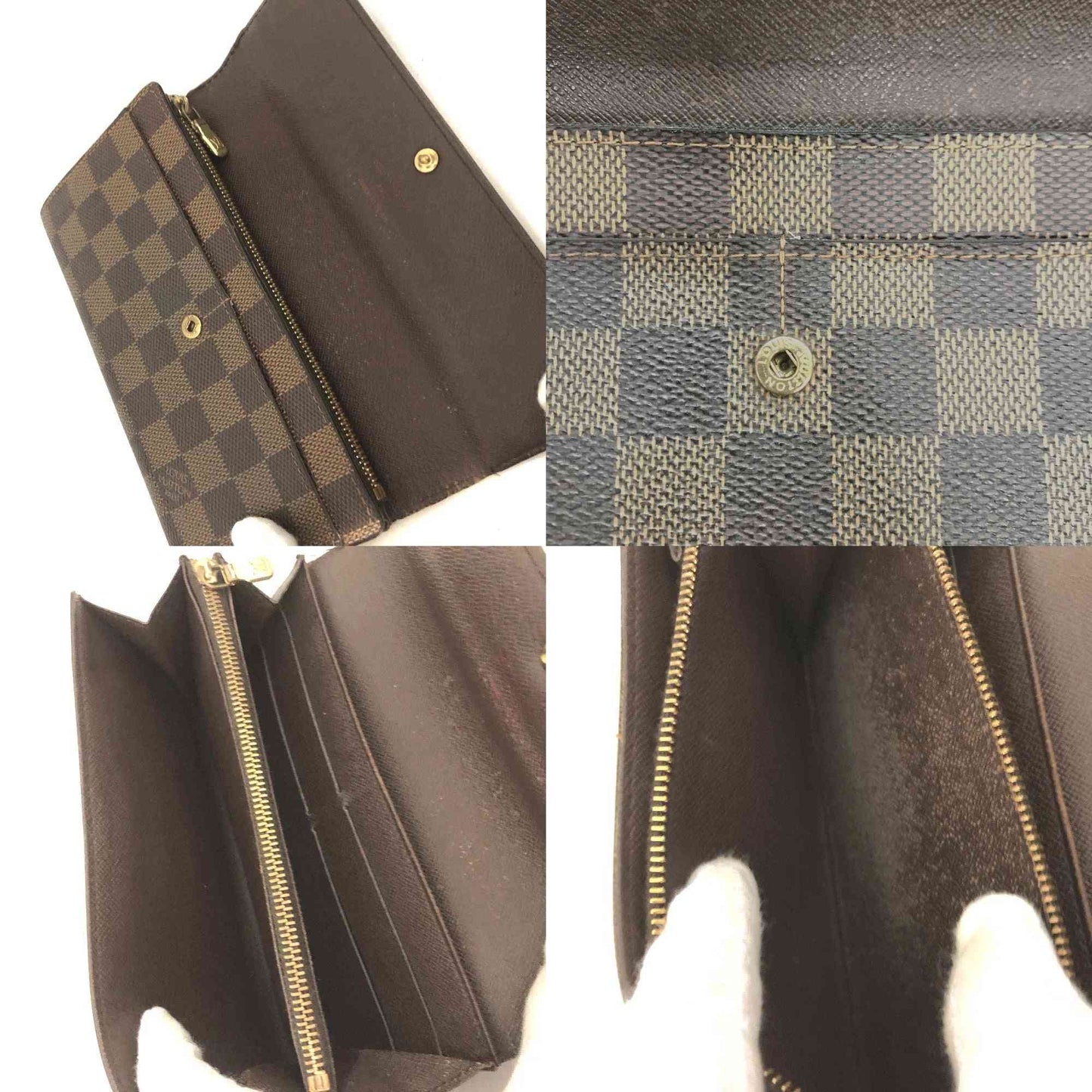Louis Vuitton Damier Porte Feuille Sarah Long Bifold Wallet Brown CA0025