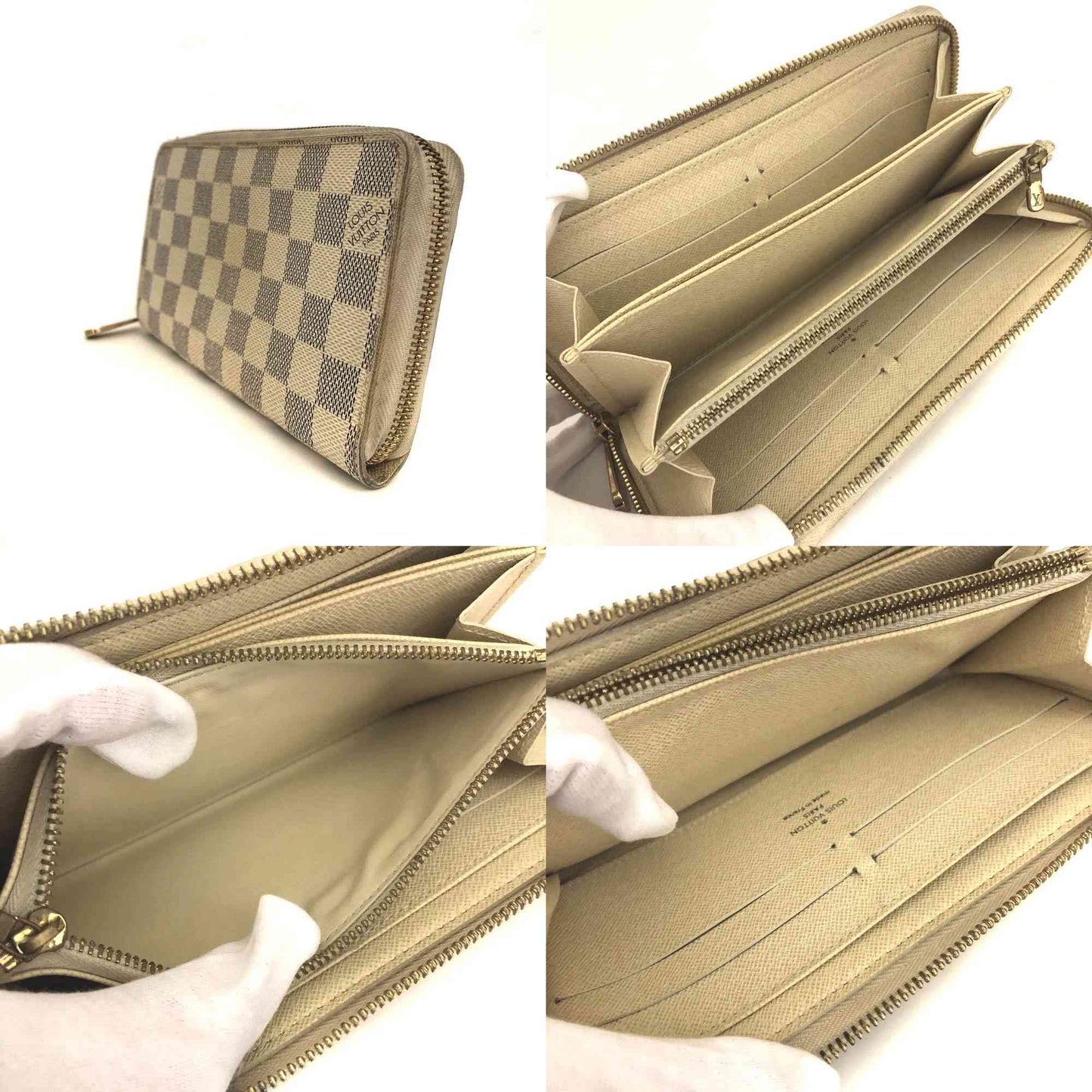 $915 2007 Louis Vuitton Damier Azur Zippy Zip Around Long Wallet Purse* VI2077