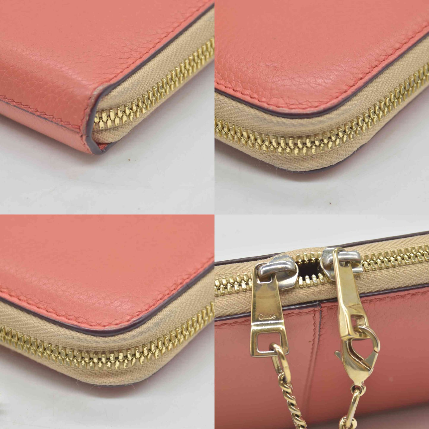 $690 2016 Chloe Baylee Leather Zip Around Long Wallet Purse Pink