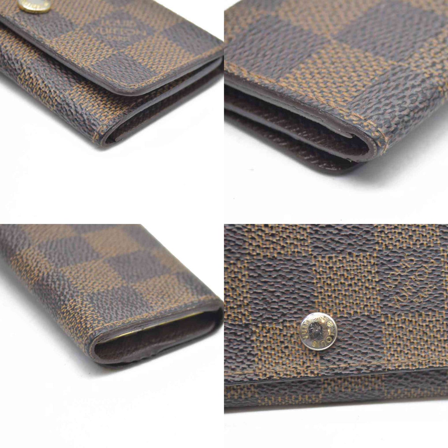 AUCTION $295 Louis Vuitton Damier Multicles 4 Ring Key Case Brown CT4140