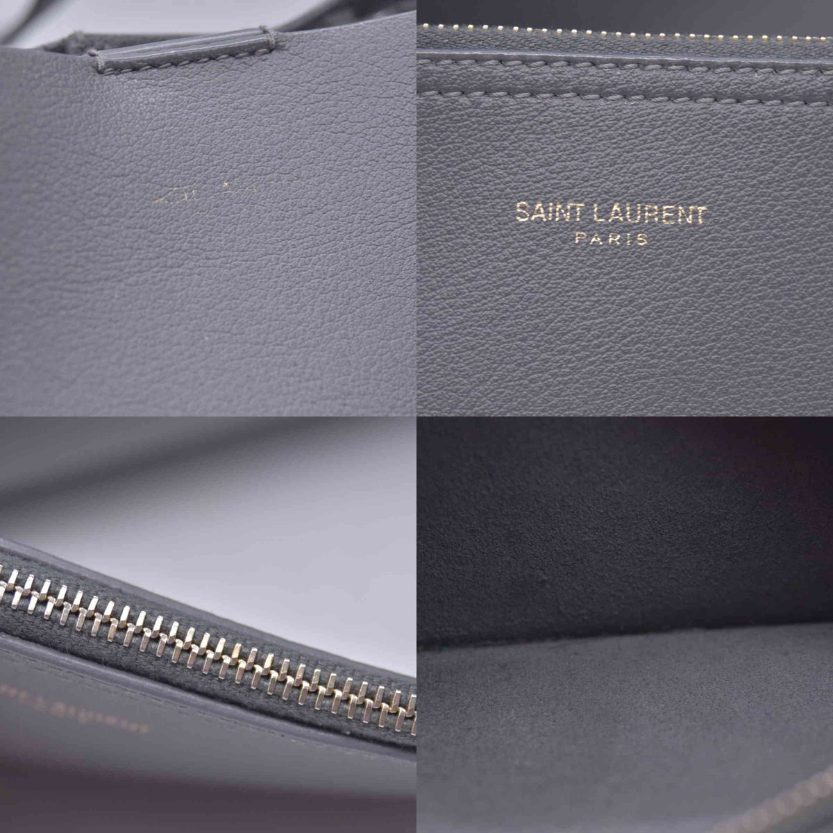 $1350 SAINT LAURENT Calfskin Shopping Toy Tote Grey CONSIGNMENT 10021250