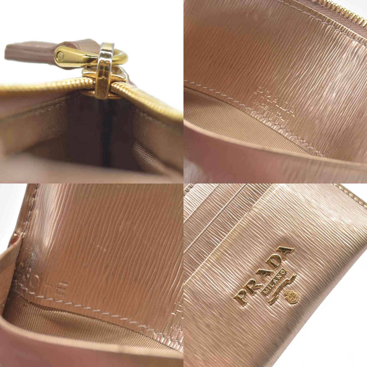 Prada Small Saffiano and Smooth Leather Wallet rose gold