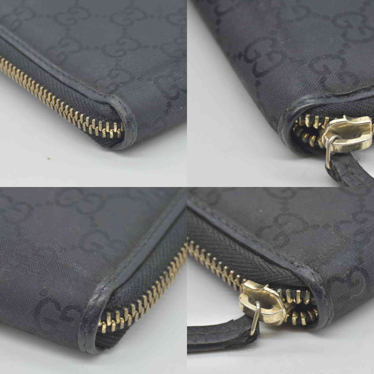 $800 Gucci Large Zip Around Organizer Wallet Black GG CONSIGNMENT