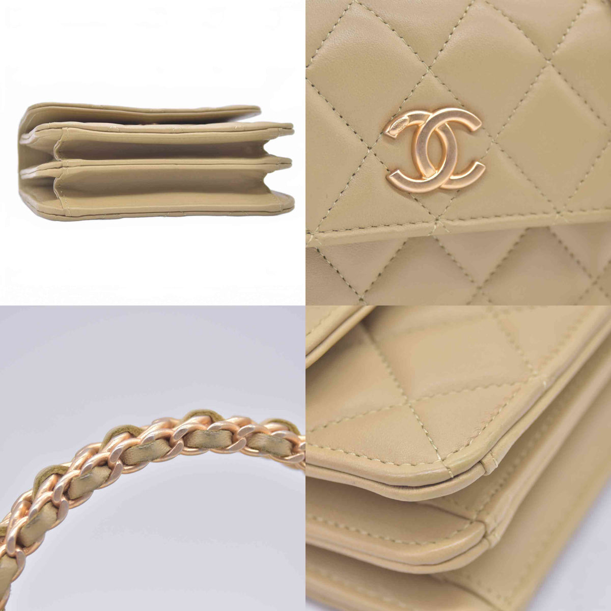 $3450 2021 Chanel Lambskin Quilted Chain Top Handle Clutch With Chain Sage Green 10021371