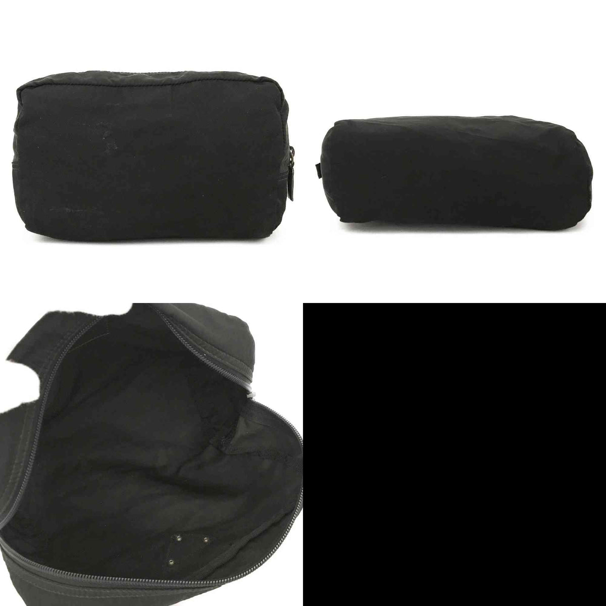 $720 PRADA Logo Plate Nylon Cosmetic Pouch Bag Black
