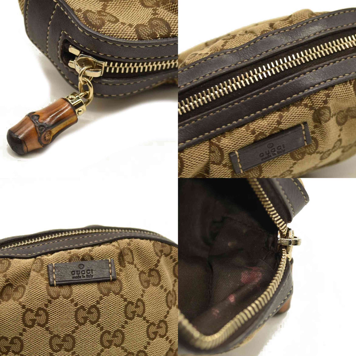 Gucci  Monogram Medium Bamboo Cosmetic Case Dark Brown