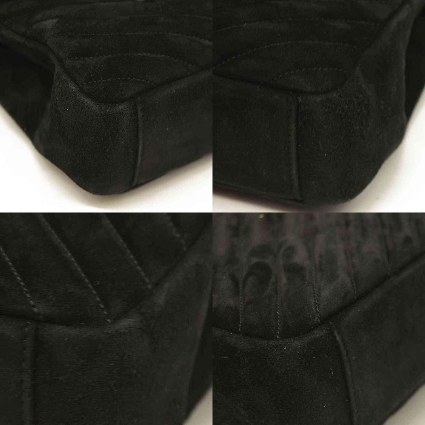 Saint Laurent  Suede Matelasse Chevron Monogram Medium College Bag Black