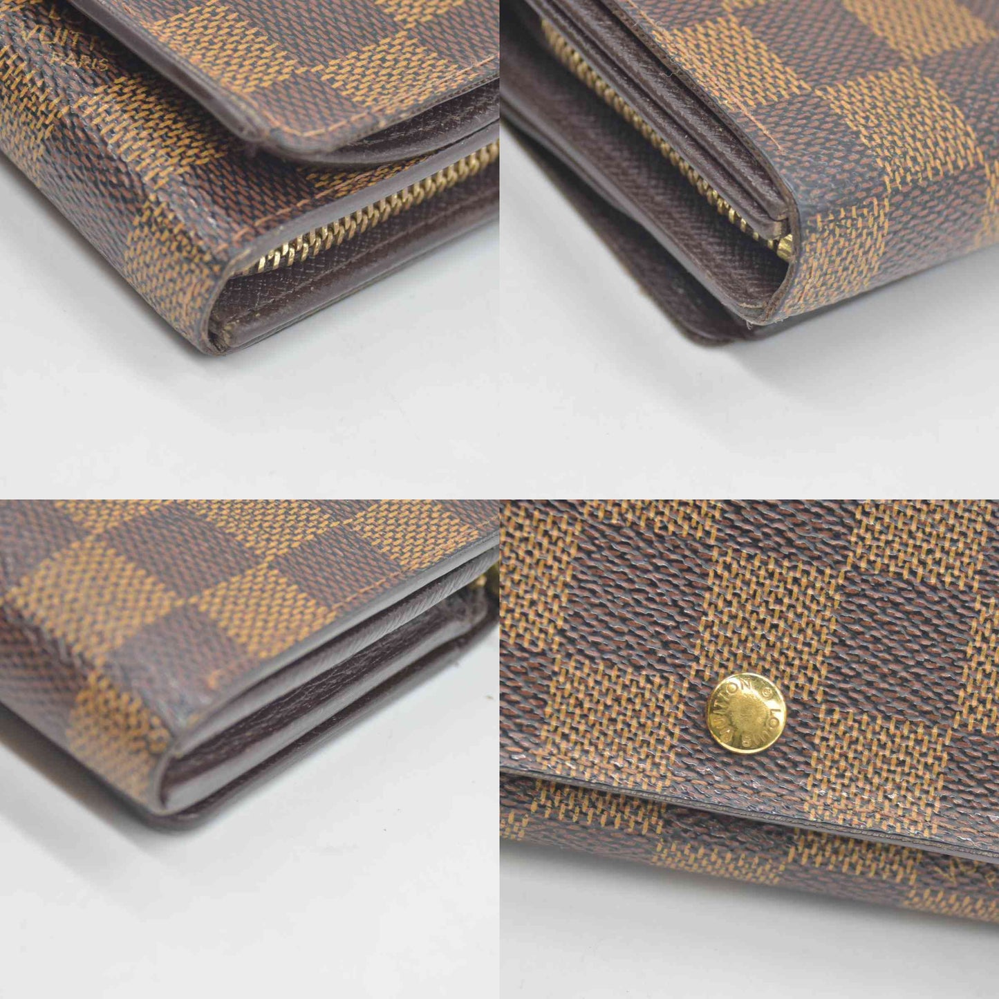 $550 2001 Louis Vuitton Damier Ebene Porte-Monnaie Tresor Wallet CA1001 CONSIGNMENT