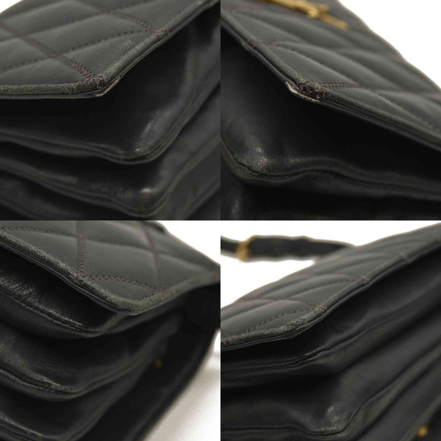 Saint Laurent  Lambskin Diamond Quilted Monogram Angie Chain Bag Smog Grey