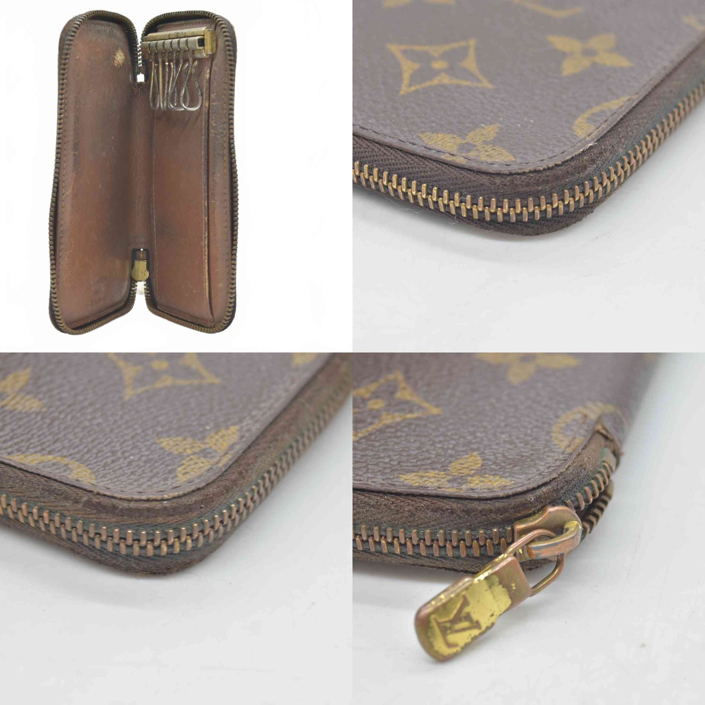 $355 1998 Louis Vuitton Monogram Canvas Zip Around Multicles 6 Key Holder  TH0978