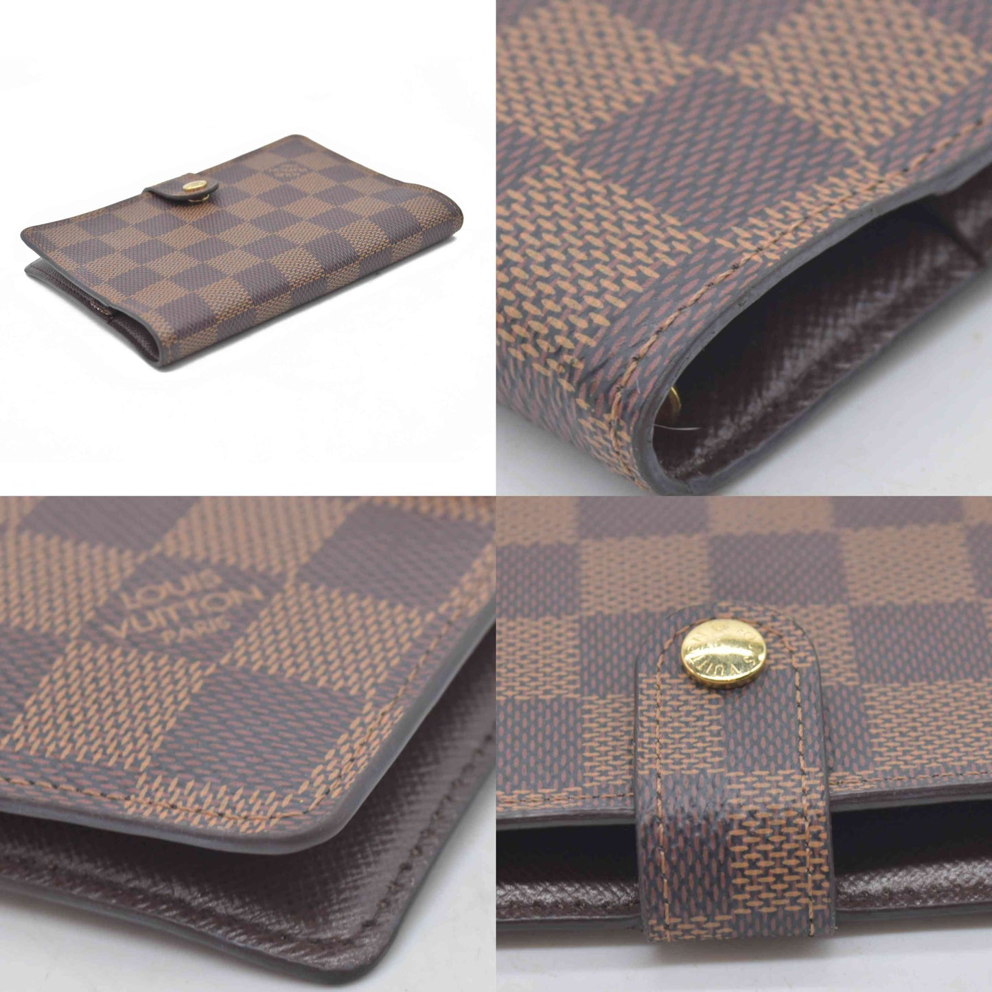 $505 LOUIS VUITTON Damier Ebene Agenda PM Day Planner Notebook Cover RFID