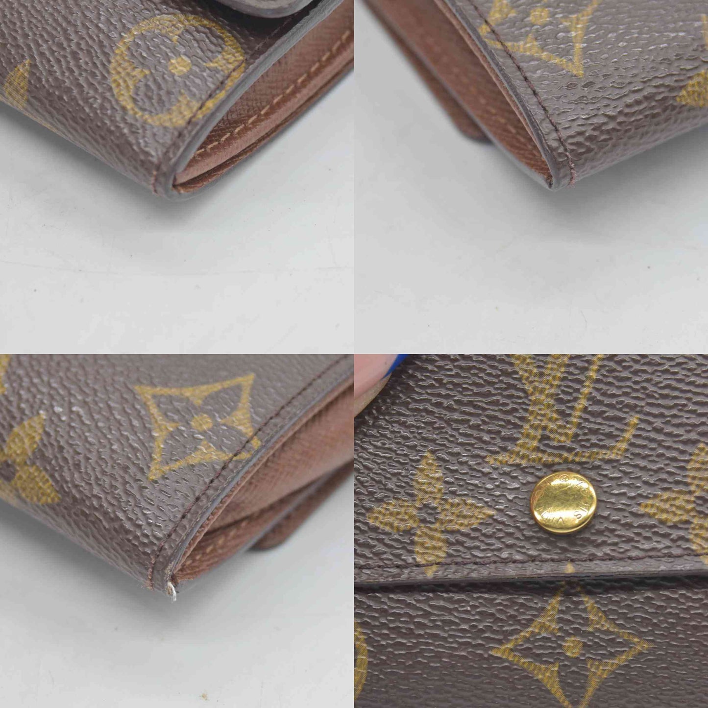 $435 Louis Vuitton Monogram Porte Monnaie Plat Coin Purse Wallet Brown CONSIGNMENT