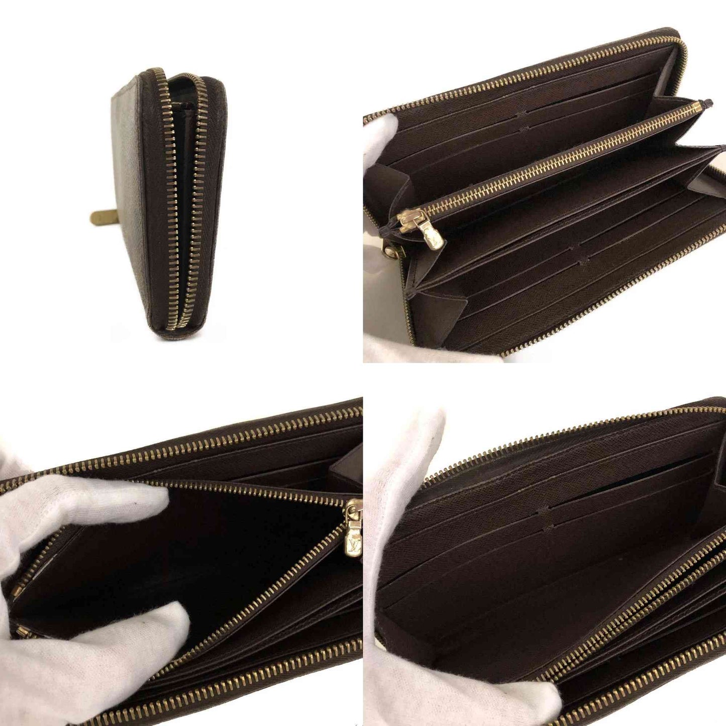 $915 2012 Louis Vuitton Damier Zippy Zip Around Long Wallet Purse Brown CA5102