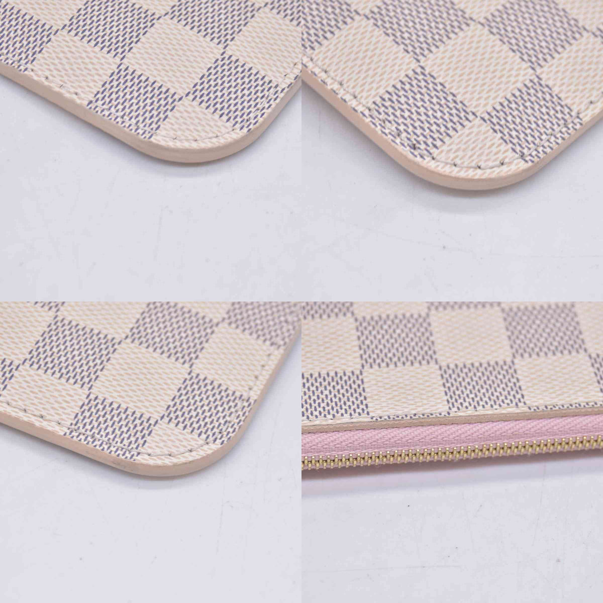 $600 Louis Vuitton Damier Azur Neverfull MM GM Pochette Rose Ballerine RFID CONSIGNMENT 10021146