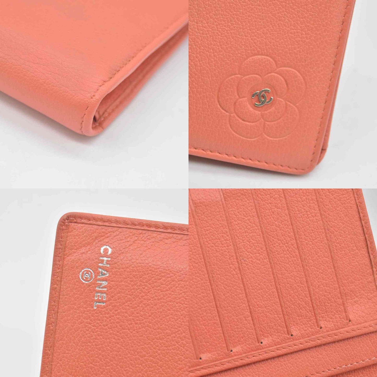 $925 2008 Chanel Camellia Butterfly Coco Mark Fisher Pink Long Wallet CONSIGNMENT