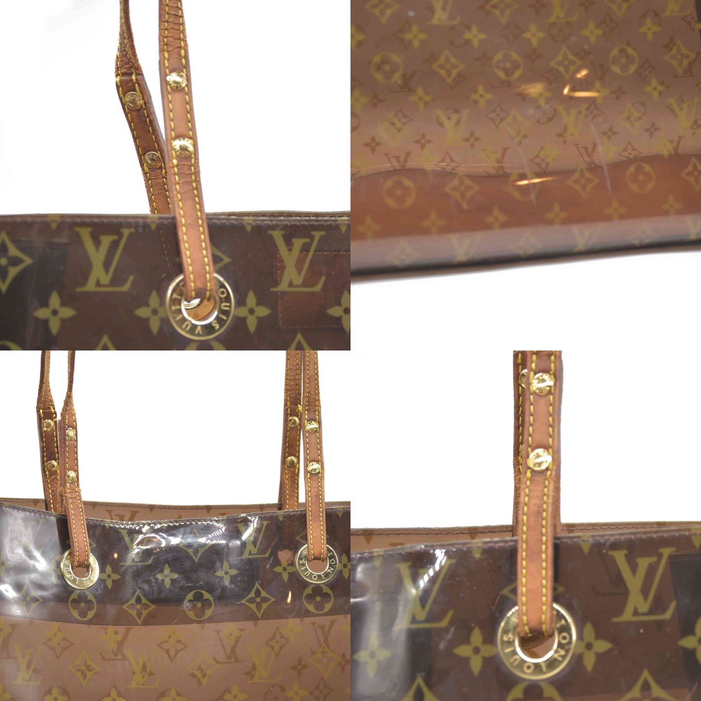 AUCTION $3500 Louis Vuitton  Vinyl Monogram Ambre Sac Cabas GM