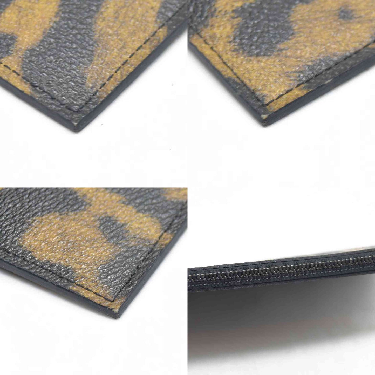 $600 Louis Vuitton Monogram Leopard Pochette Felicie Zipper Insert