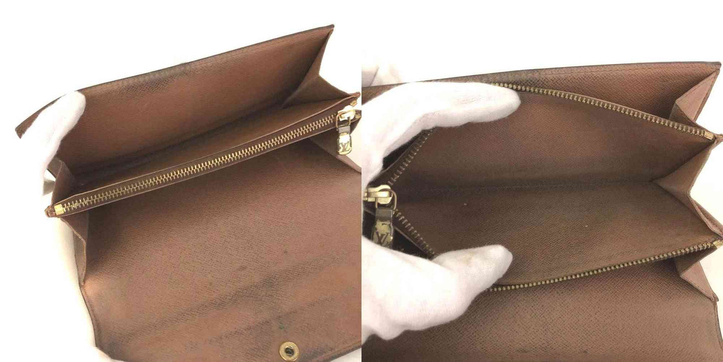 $720 Louis Vuitton Monogram Portefeiulle Sarah Long Bifold Wallet Brown CA0936