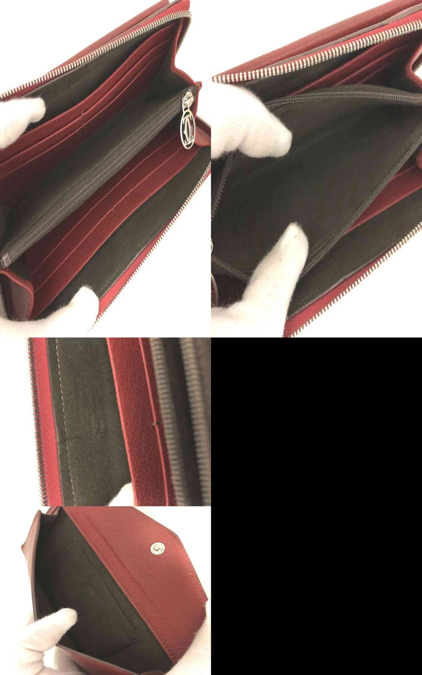 $980 Cartier Must de Cartier Zip Around Wallet Red Leather