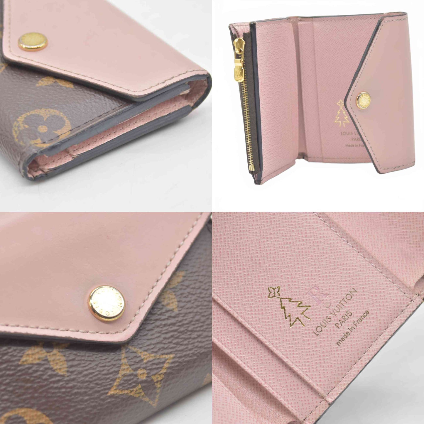 $605 2018 LOUIS VUITTON Monogram Canvas Zoe Wallet Rose Ballerine MI4108