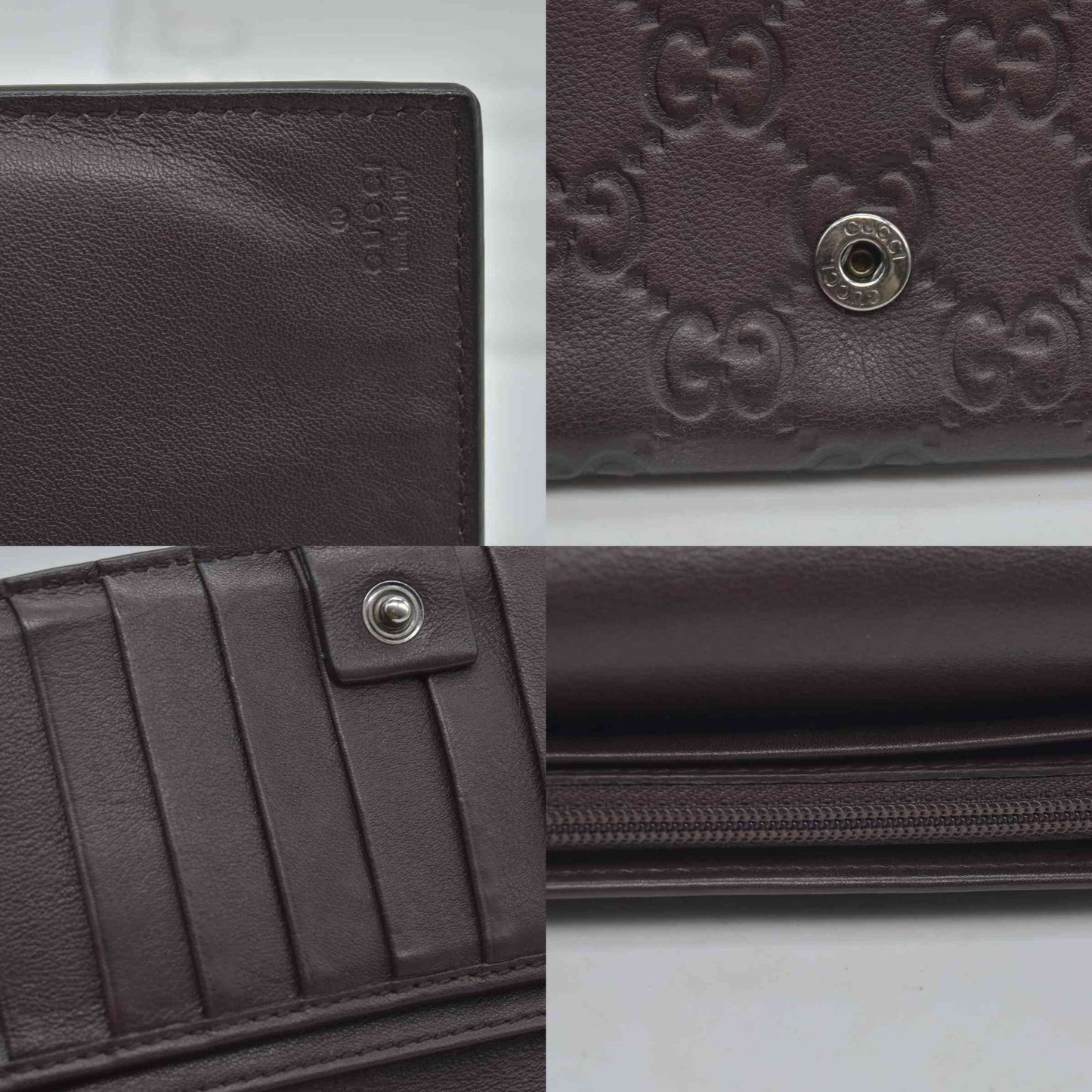 $790 Gucci Guccissima Continental Wallet Dark Brown CONSIGNMENT