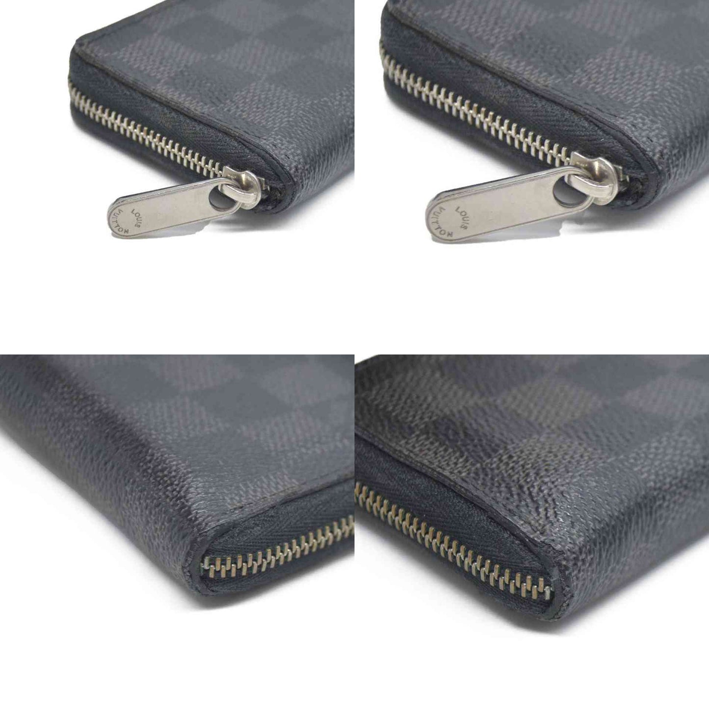 Louis Vuitton Damier Graphite Zippy Zip Coin Purse Wallet Black MI4182