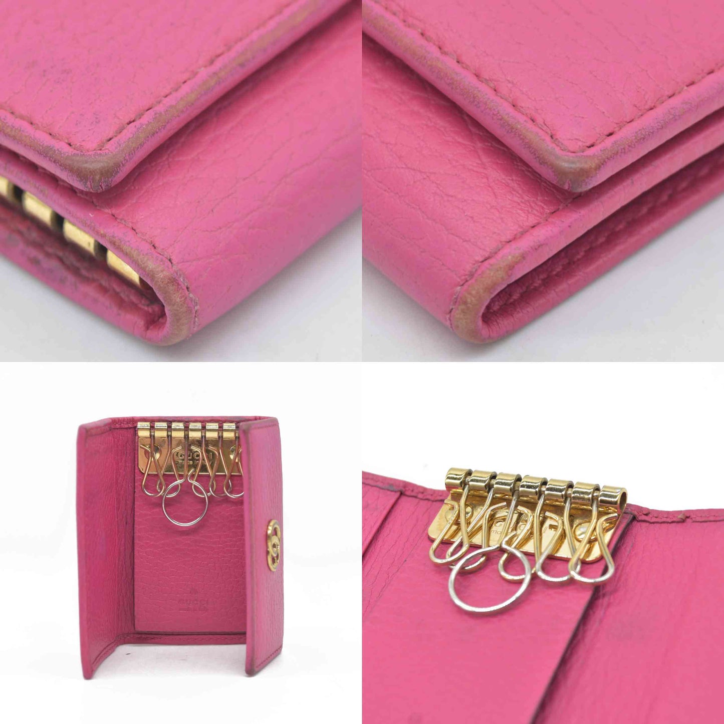 $450 GUCCI GG Marmont Leather 6 Ring Key Case