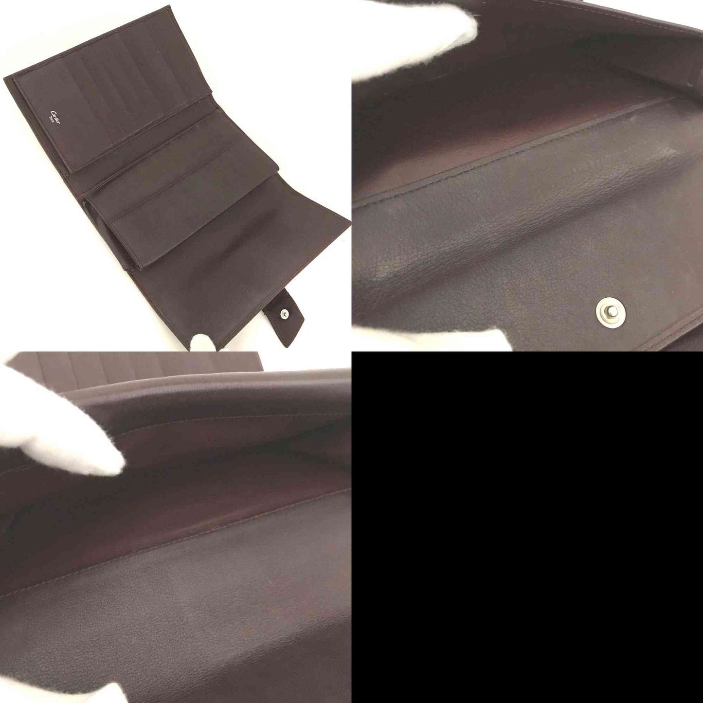 $850 Cartier Trinity Patent Leather Long Trifold Wallet Bordeaux