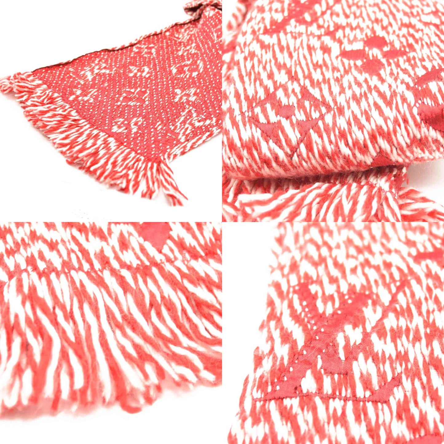 AUCTION $650 LOUIS VUITTON Wool Silk Logomania Mix Scarf Coquelicot
