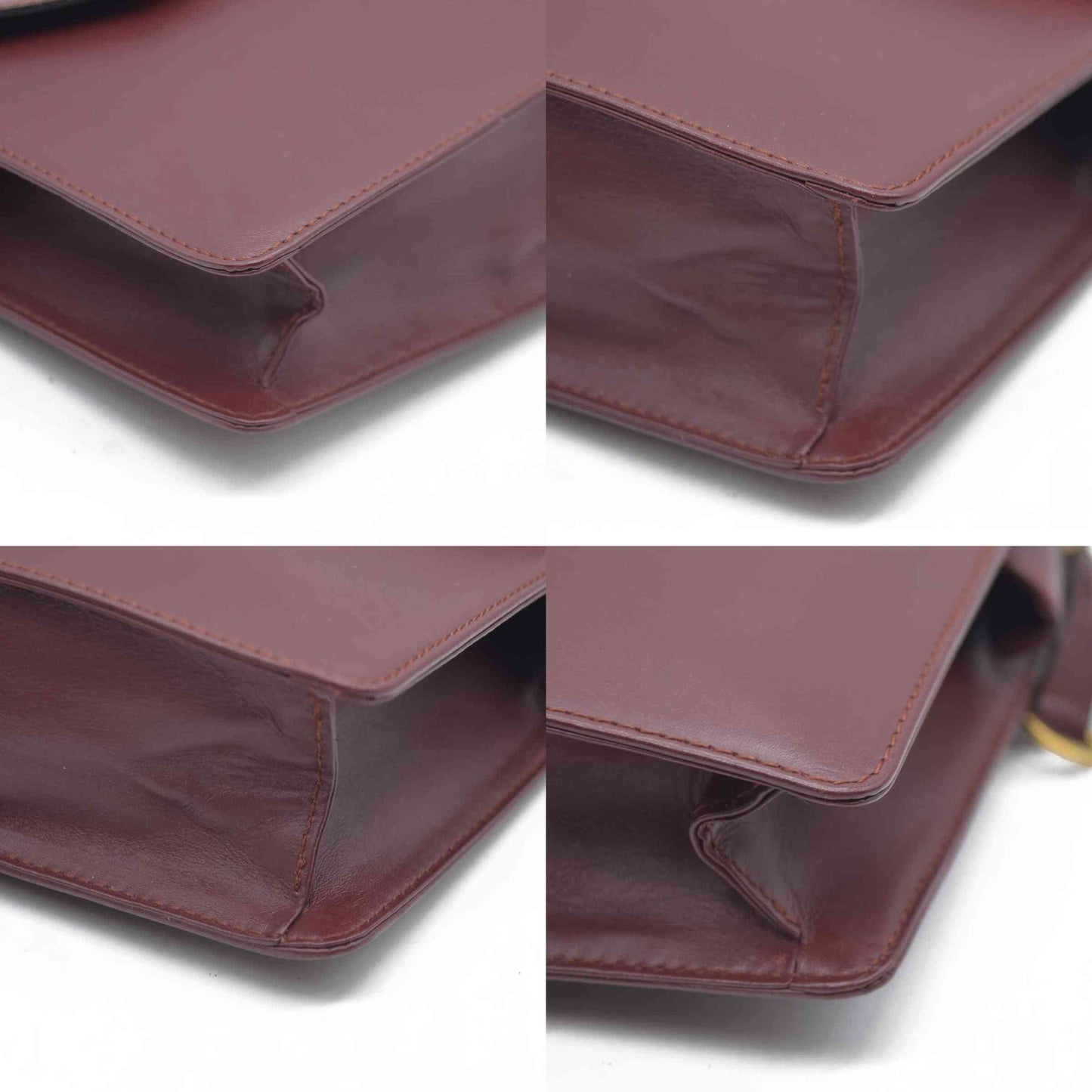 AUCTION CARTIER Must Line Clutch Bag Leather Bordeaux