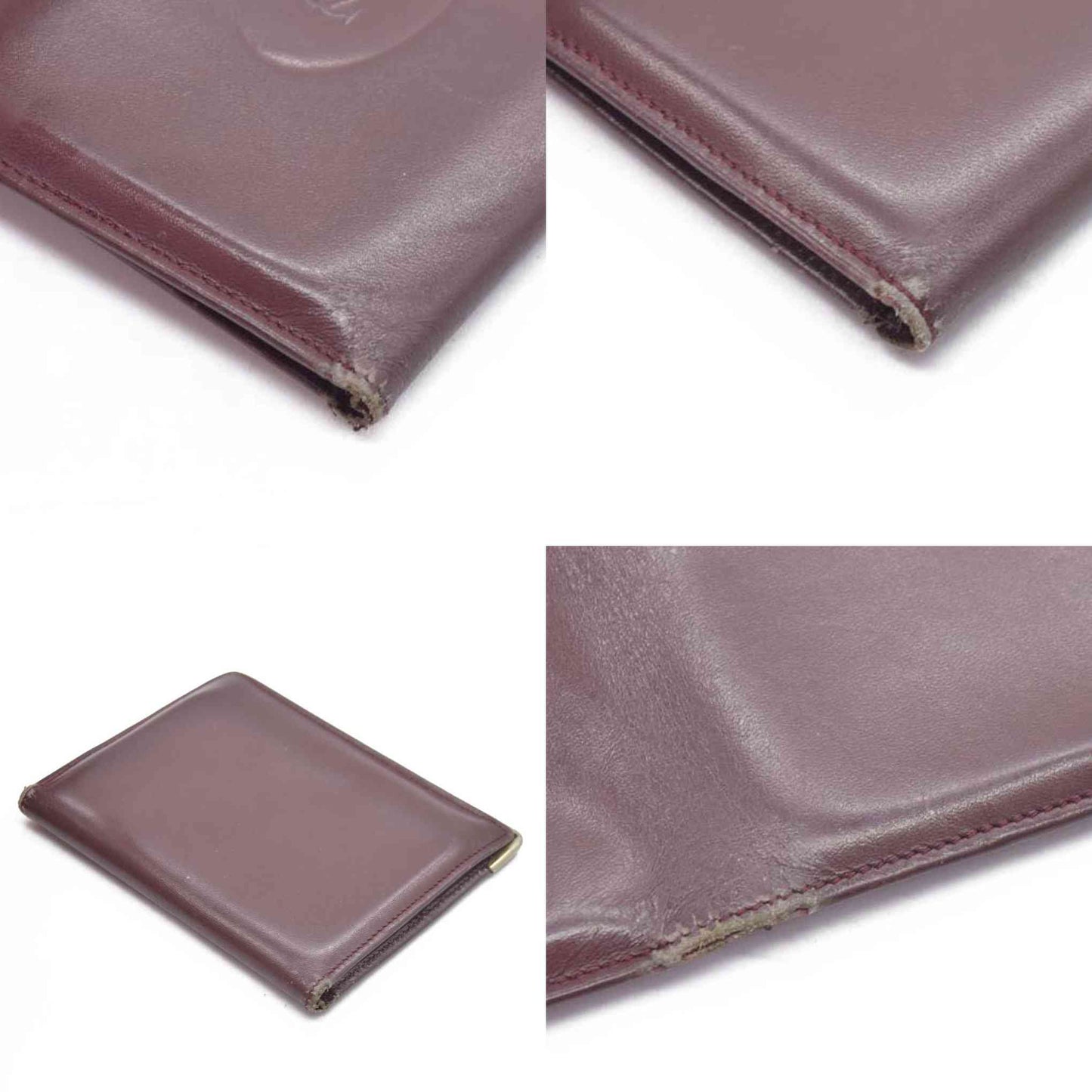 $580 Must de Cartier Leather Bifold Wallet Bordeaux