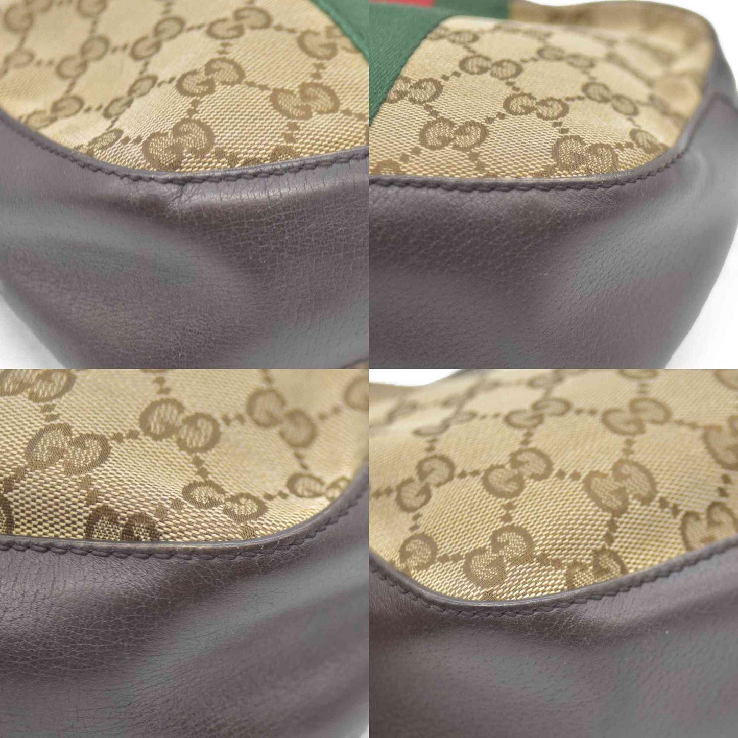 Gucci  GG Supreme Monogram Web Small Webby Bee Shoulder Bag Dark Brown