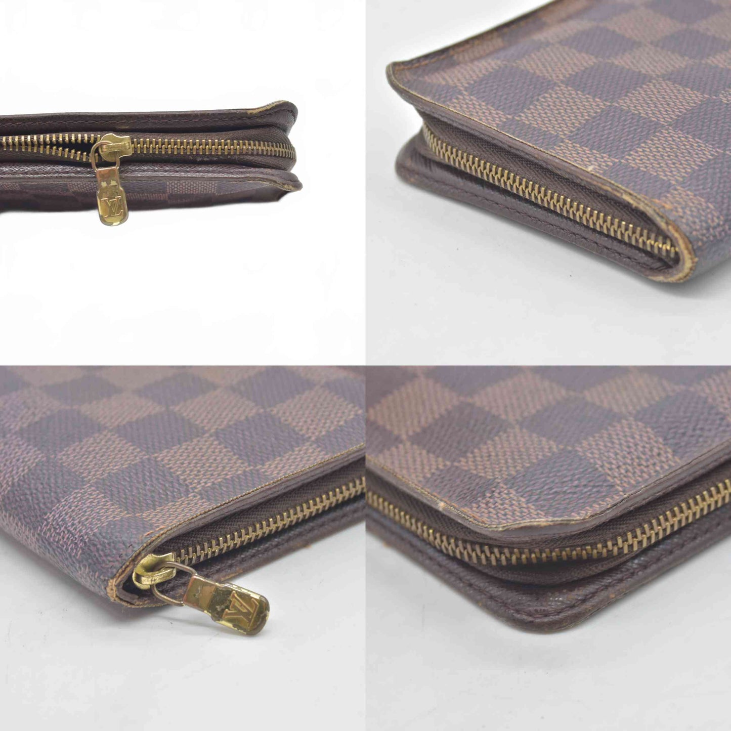 $915 Louis Vuitton Damier Porte Monnaie Zippy Long Wallet Brown CA0040