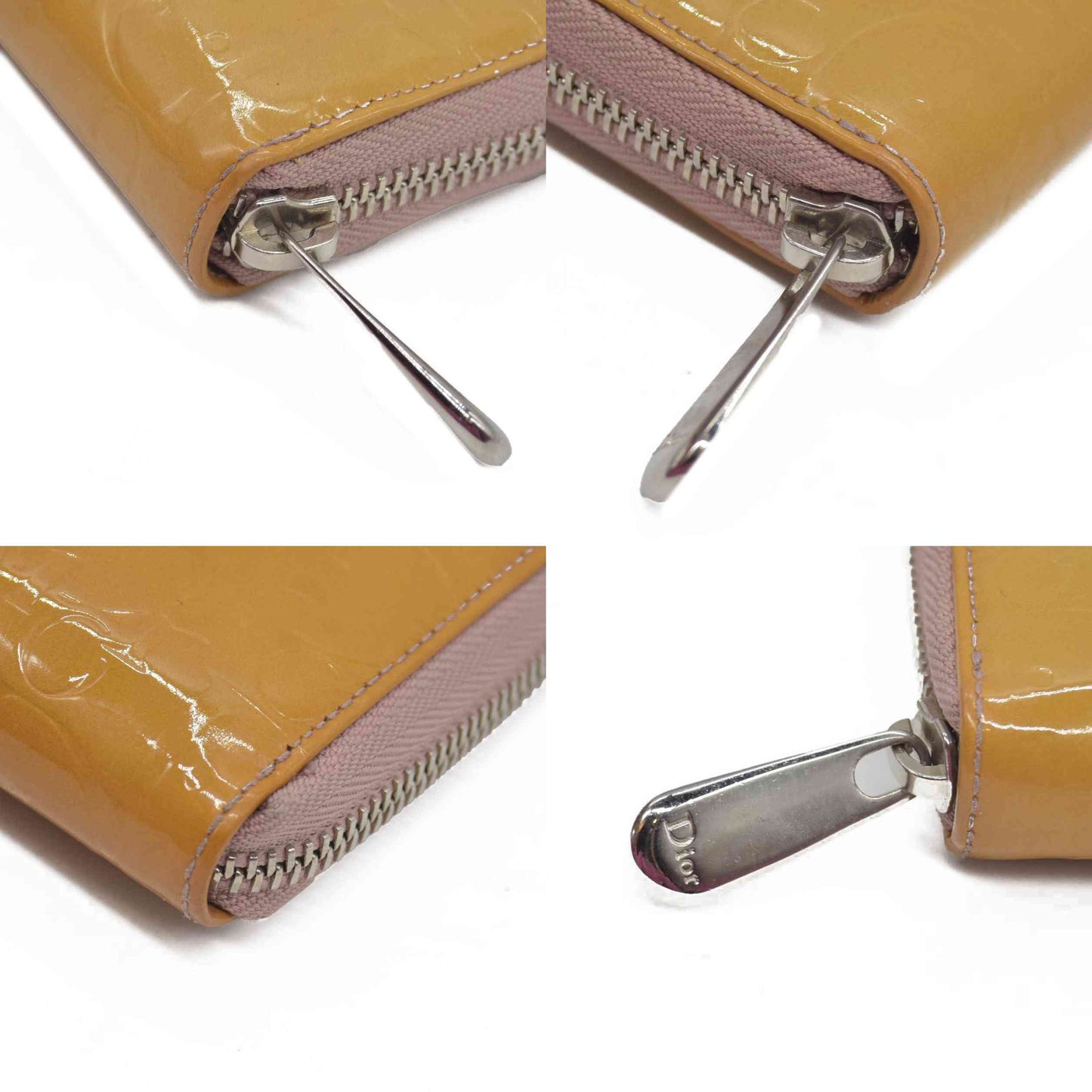 $650 Christian Dior Oblique Trotter Patent Leather Zip Around Long Wallet CONSIGNMENT