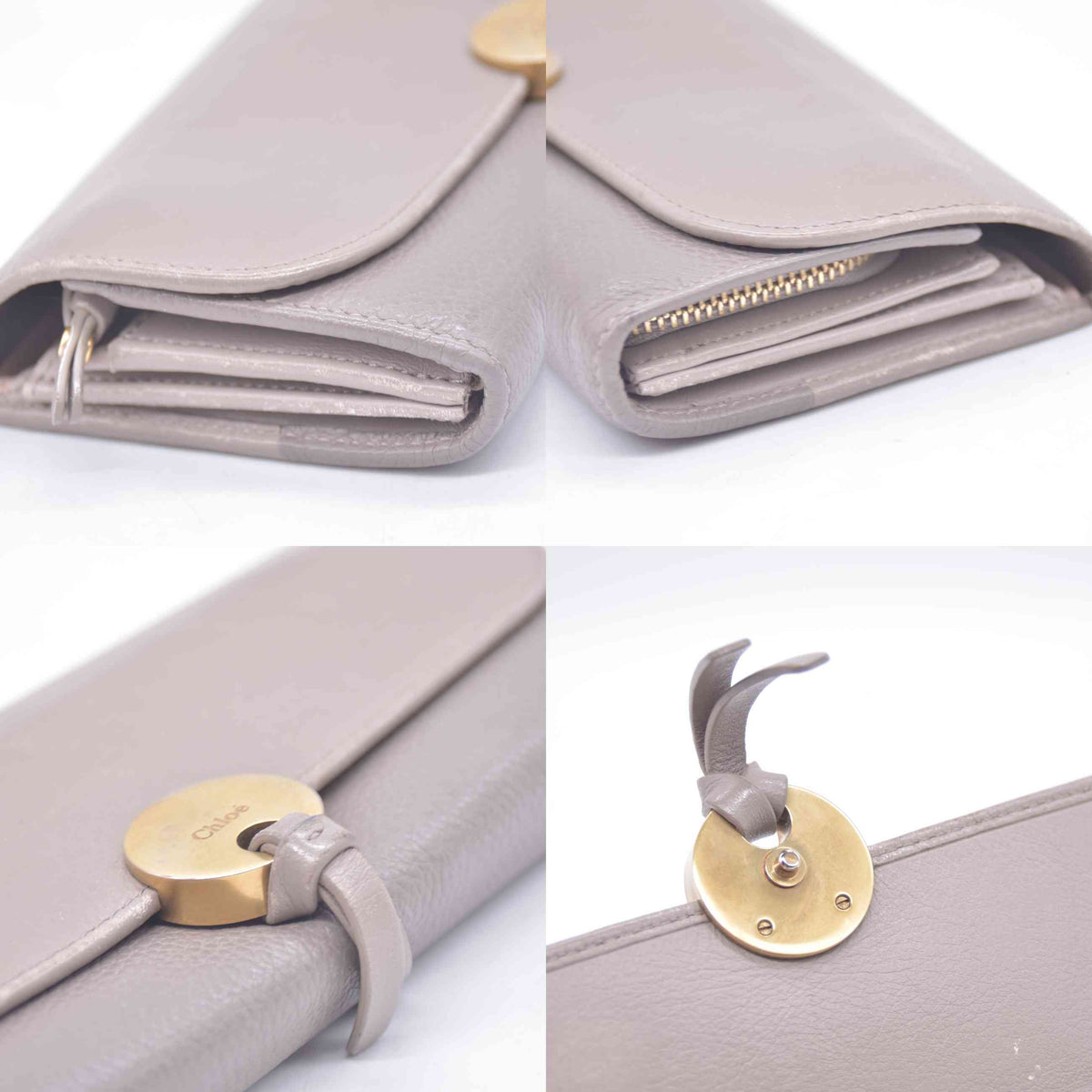 $525 Chloe Indy Long Flap Wallet Beige