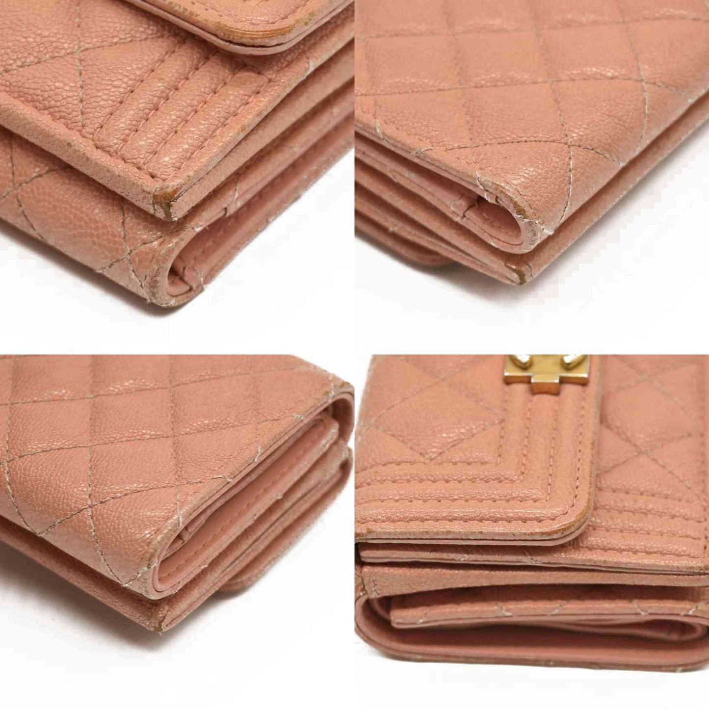 Chanel  Caviar Quilted Boy Flap Card Holder Wallet Light Pink 27*