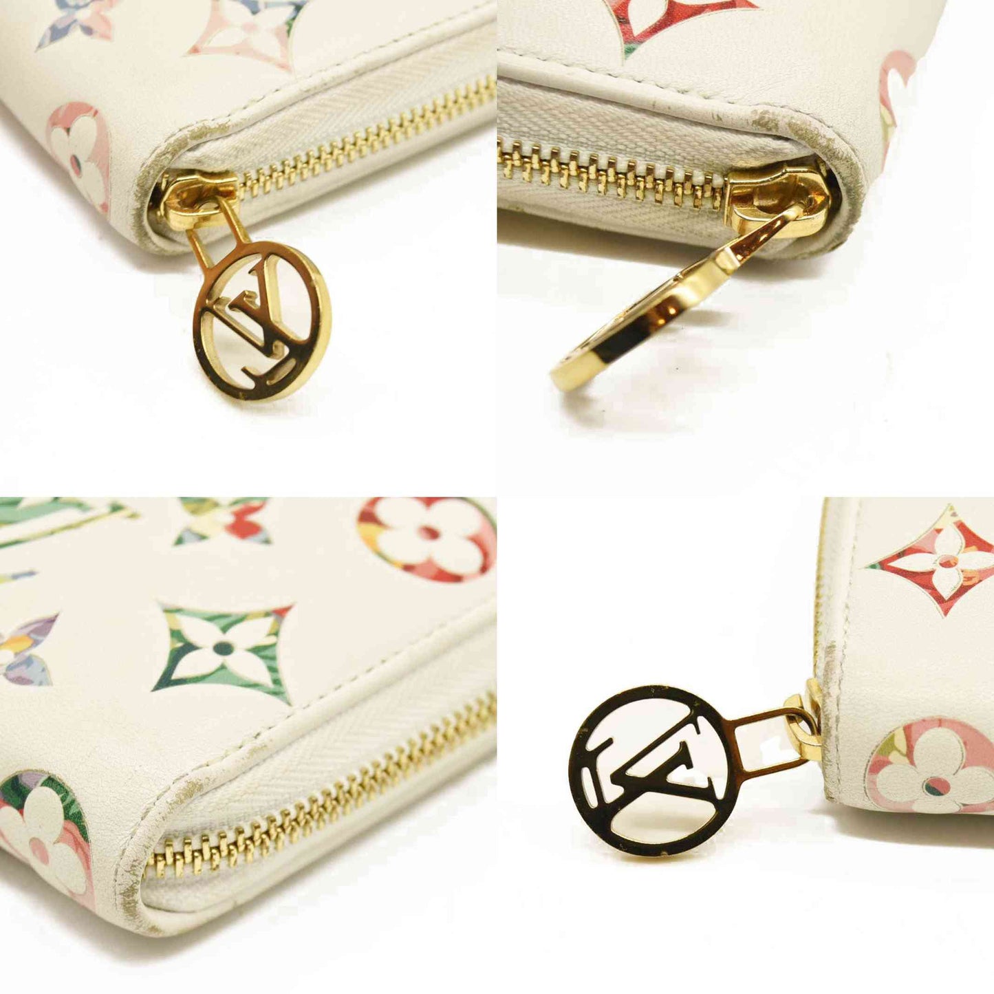 Louis Vuitton Floral LV Garden Leather Zip Around Long Wallet White RFID