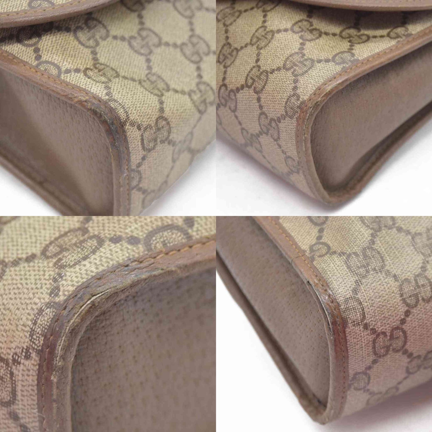 $880 Gucci GG Sherry Line PVC Leather Pouch Clutch Bag