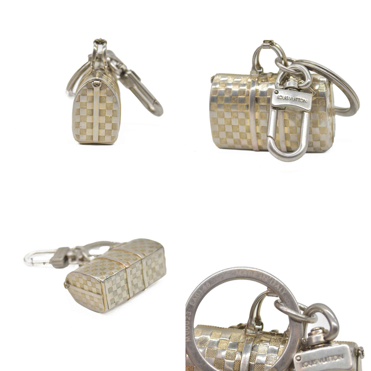 $450 Louis Vuitton Brushed Palladium The Keepall Key Holder Bag Charm CONSIGNMENT