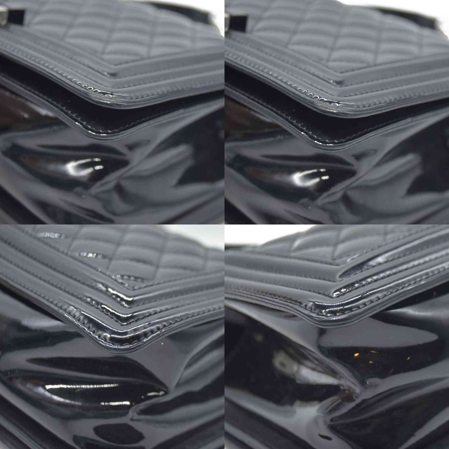 Chanel  Patent Calfskin Quilted Medium Plexiglass Boy Flap Black